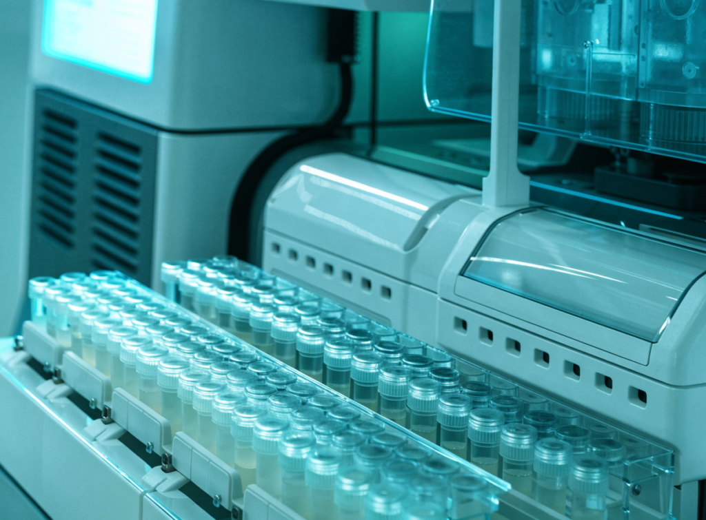 Automated laboratory analyser processing sample tubes