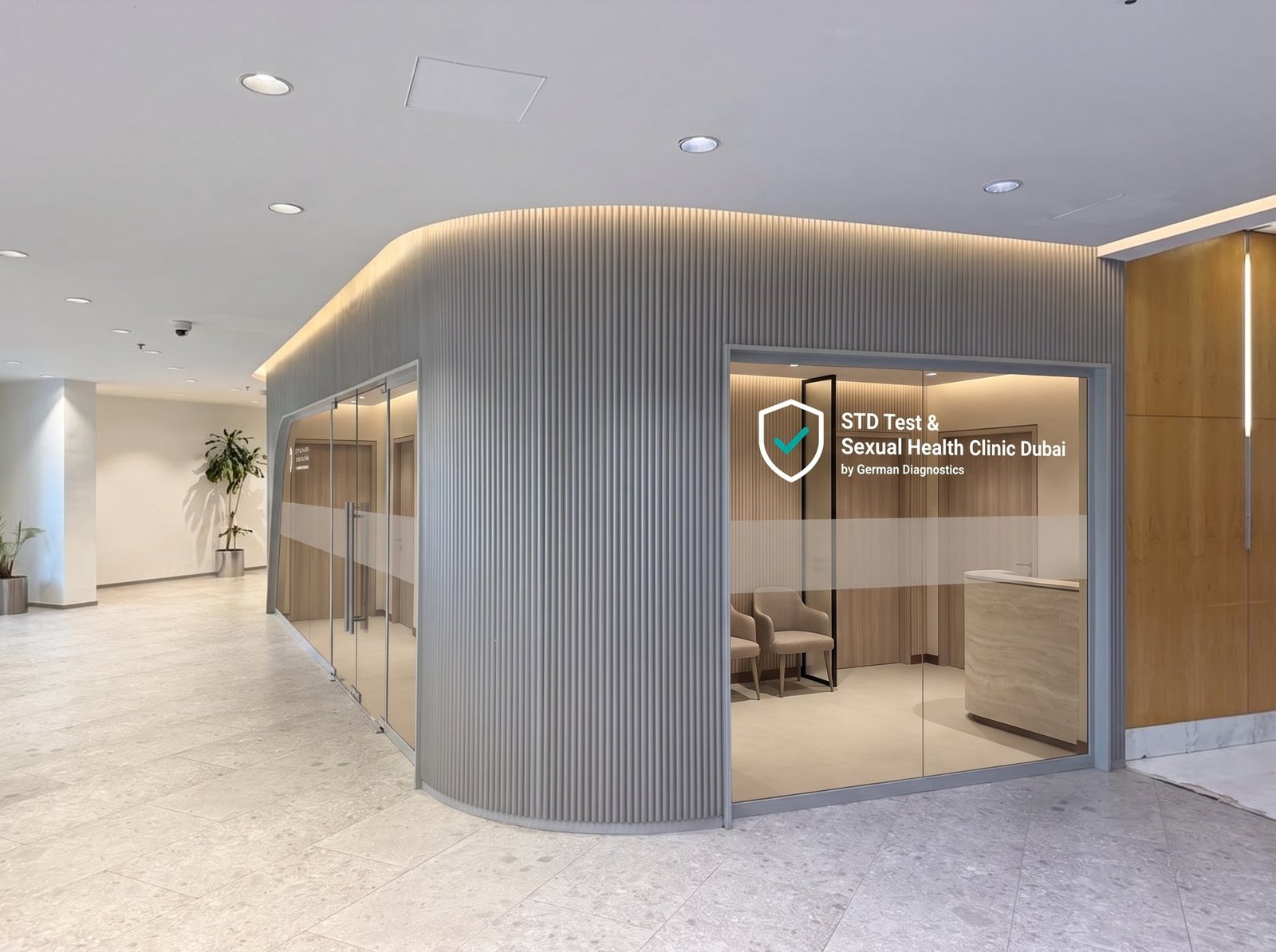 Entrance of STD Test and Sexual Health Clinic Dubai, a German Diagnostics clinic in Dubai Healthcare City